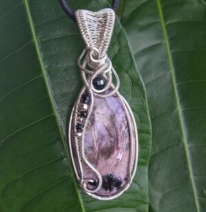 Sterling Silver Charoite Gemstone Amulet Artisan Crafted Pendant Necklace